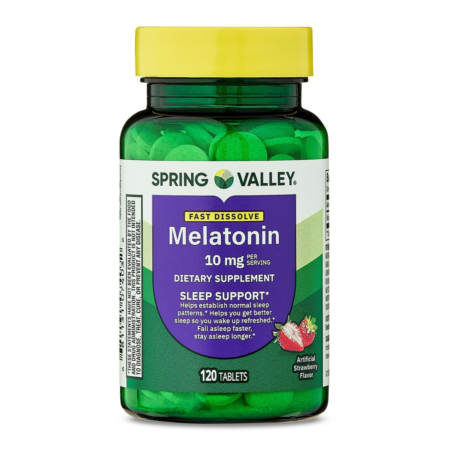Spring Valley Fast Dissolve Melatonin 10mg Sleep Support Strawberry 120 Ct