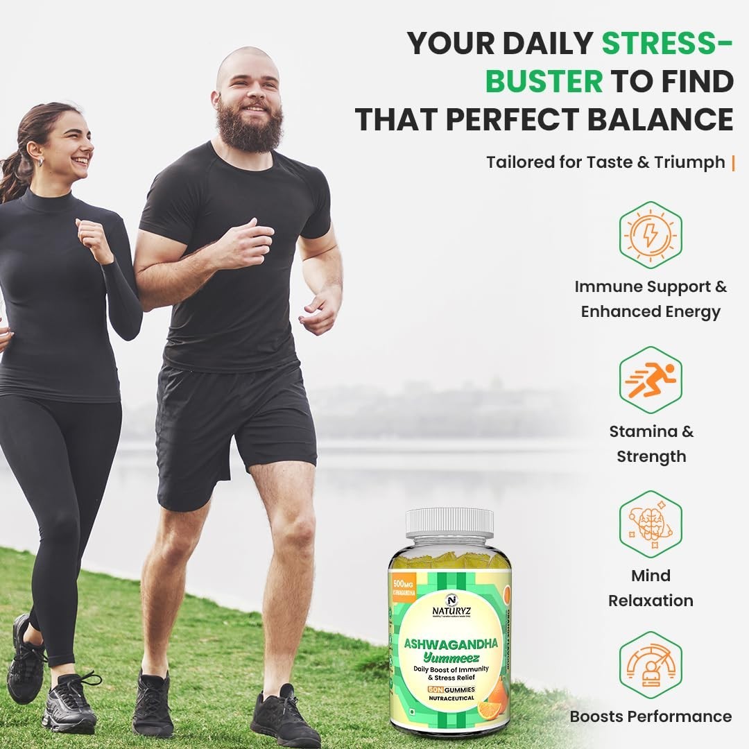 NATU.RYZ KSM66 Ashwagandha Gummies D3 50 Orange
