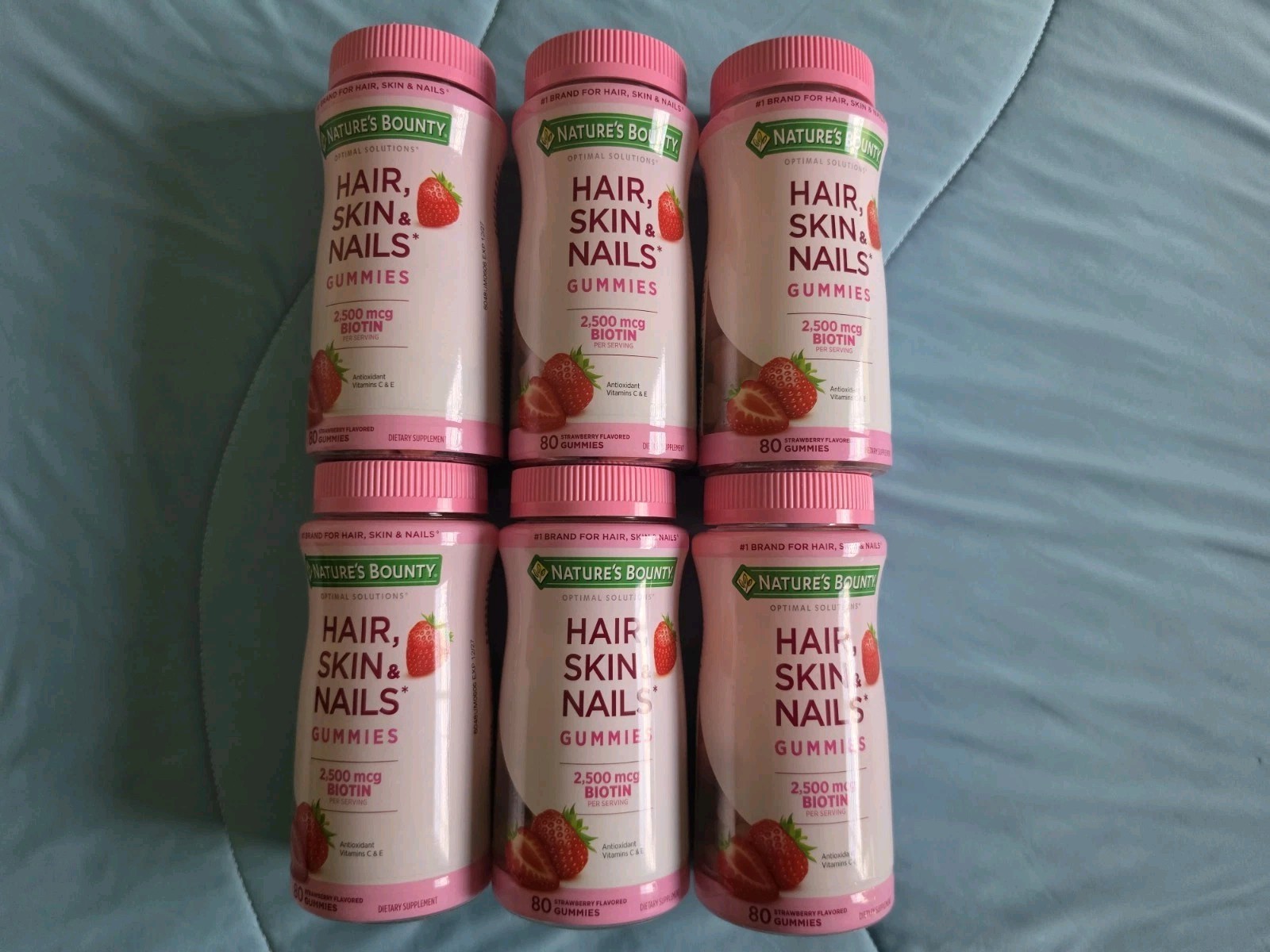6 Pack Nature’s Bounty Hair Skin & Nails Gummies 80 Ct – Strawberry 12/2027