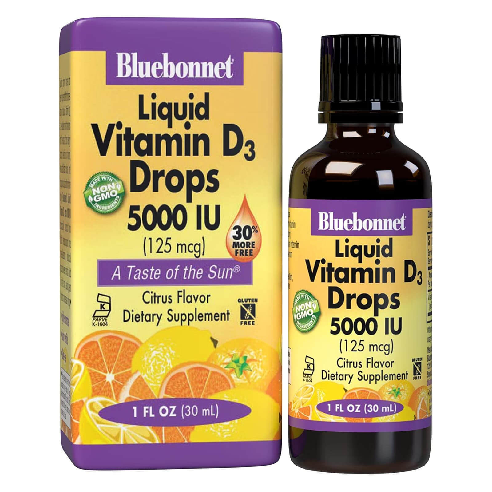 Bluebonnet Liquid Vitamin D3 Drops 125 Mcg 5000 IU Citrus 1 fl oz