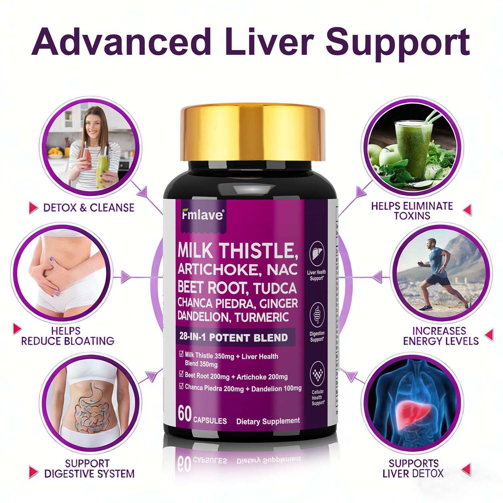 Milk Thistle (Silymarin) Extract 1400 mg liver cleanser liver detox cardio 60ct