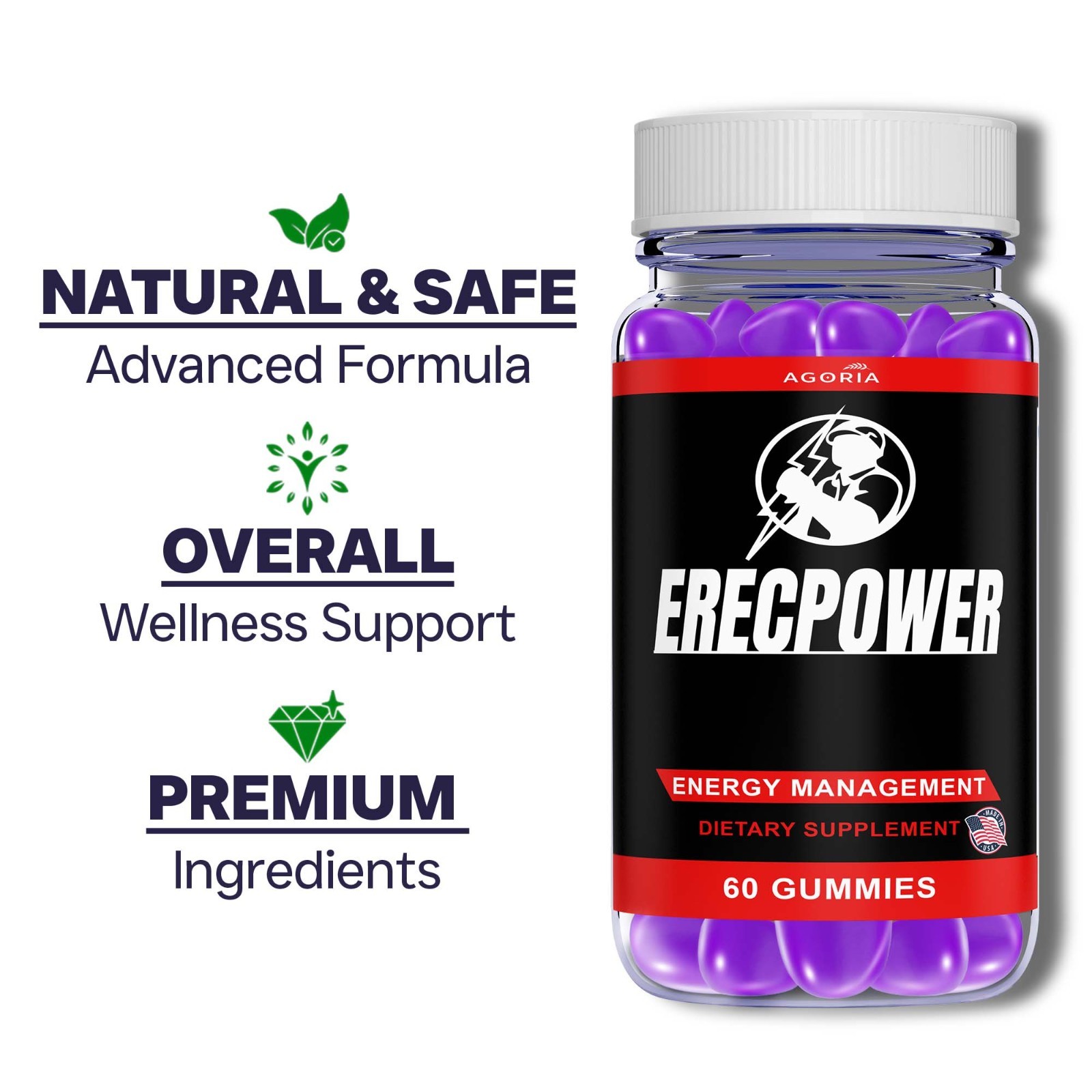 Erecpower Energy Management Multivitamin Health Supplement (360 Gummies) 6-Pack