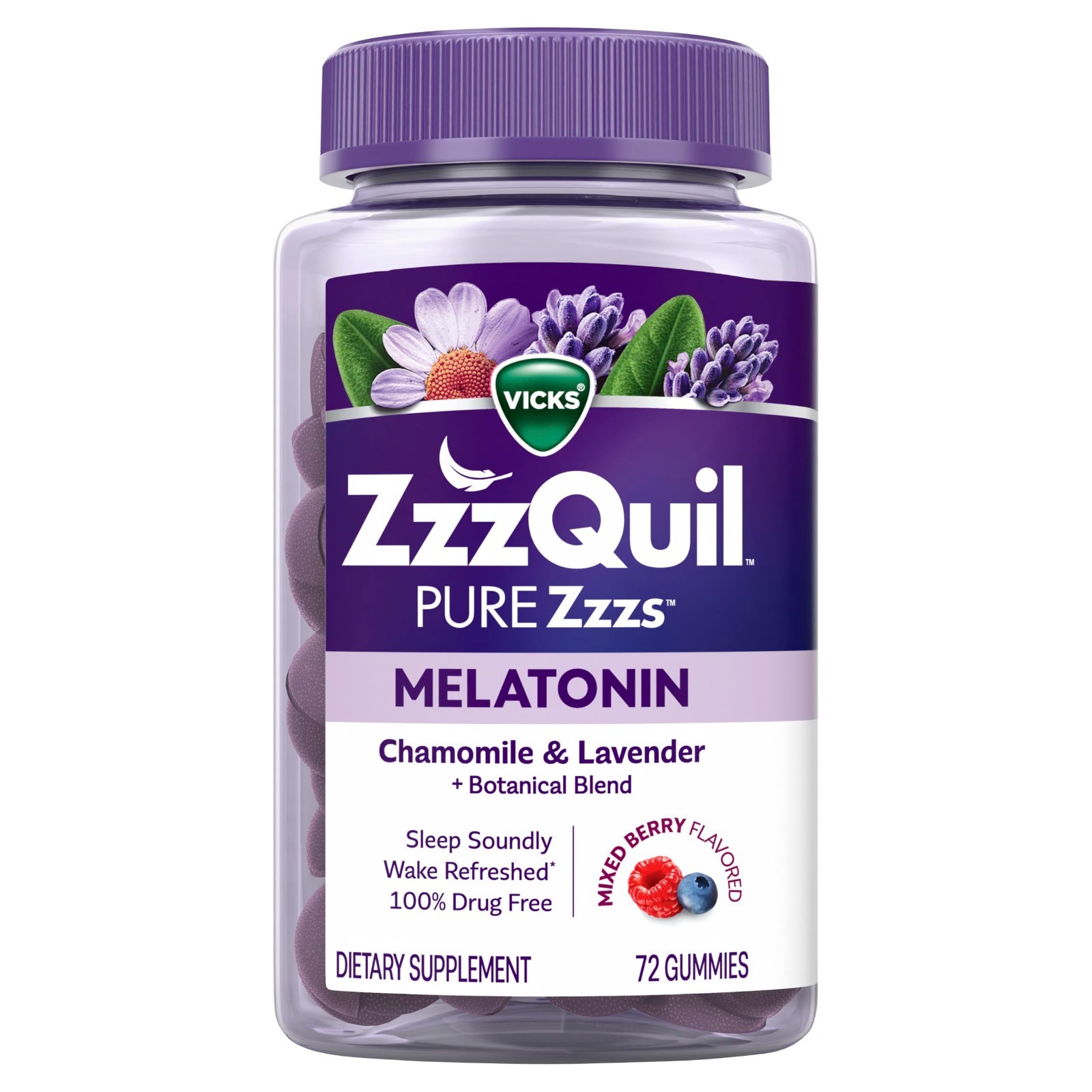 Sleep Aid ZzzQuil Melatonin Gummies, Sleep Aid, 72 Count (Pack of 1), New