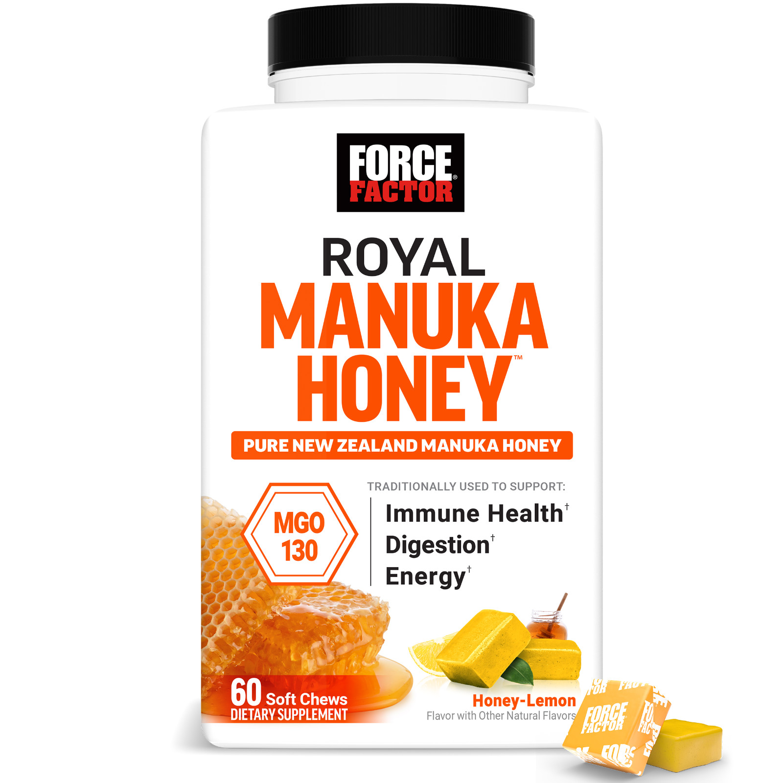Force Factor Royal Manuka Honey MGO 130 Immune Digestion Energy 60 Soft Chews