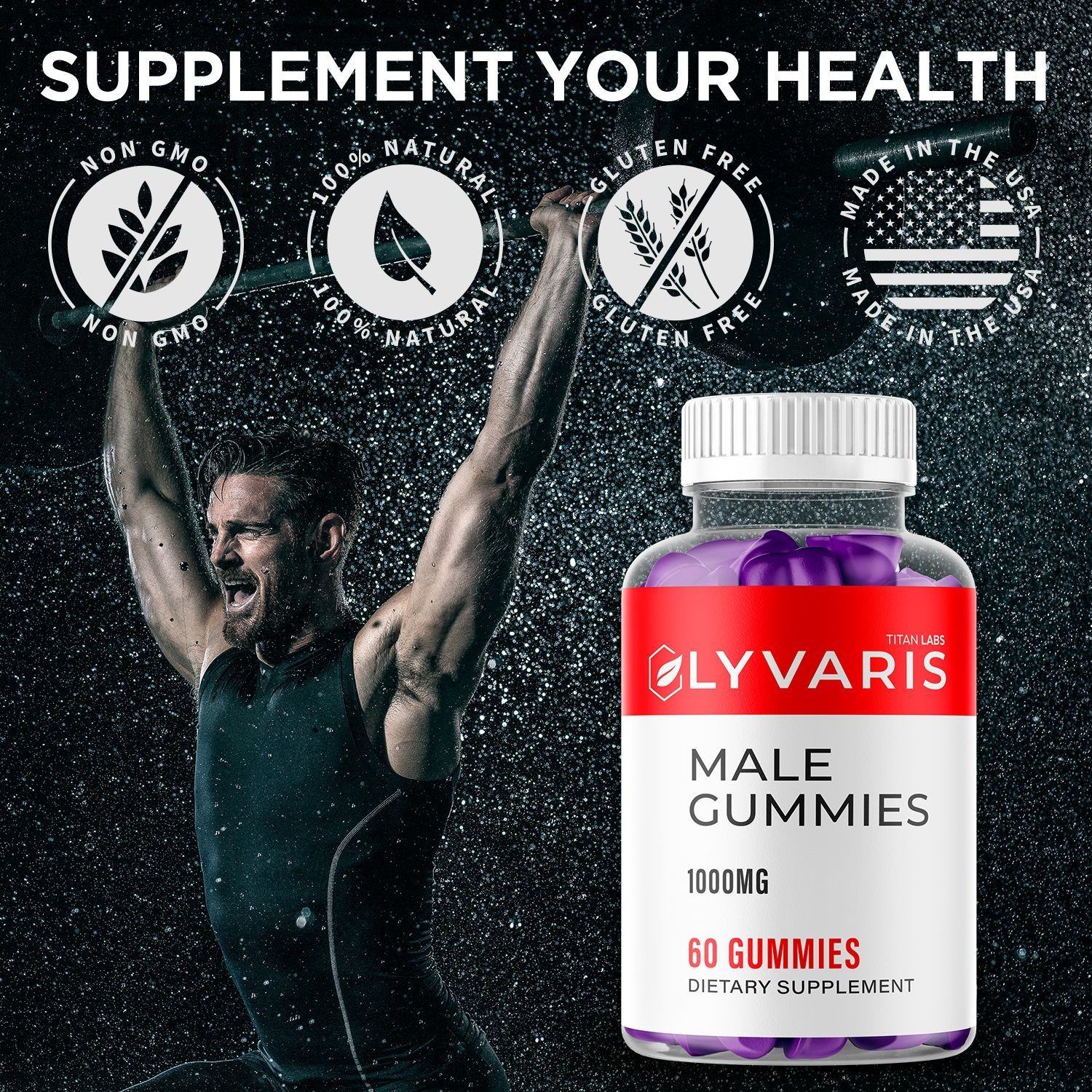 (1 Pack) Lyvaris Male ACV Gummy Male Health Support Formula Ly Varis 60 Gummies