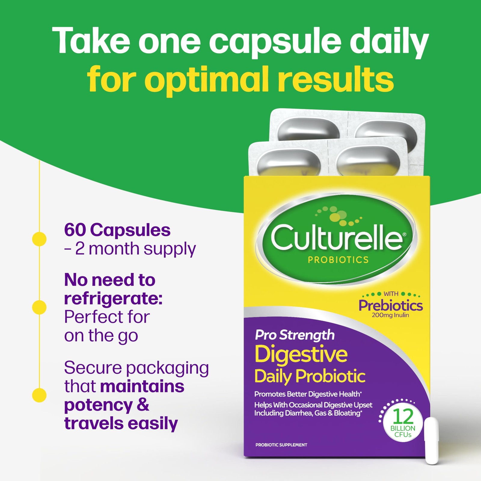 Culturelle Pro Strength Daily Probiotics For 60 Count (Pack of 1), Multi