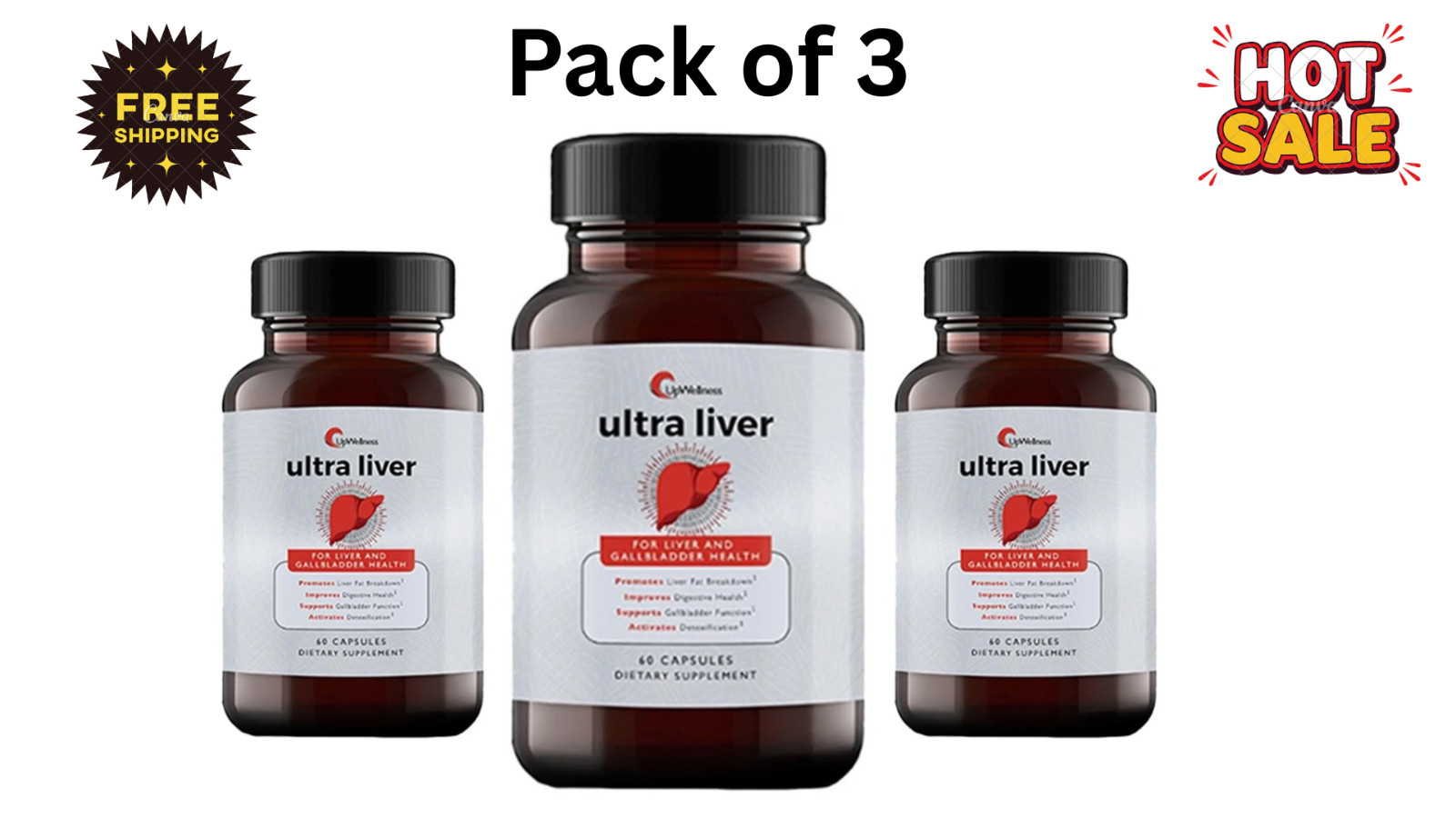3pcs UpWellness Ultra Liver Supplement for Liver Health and Gallbladder Support