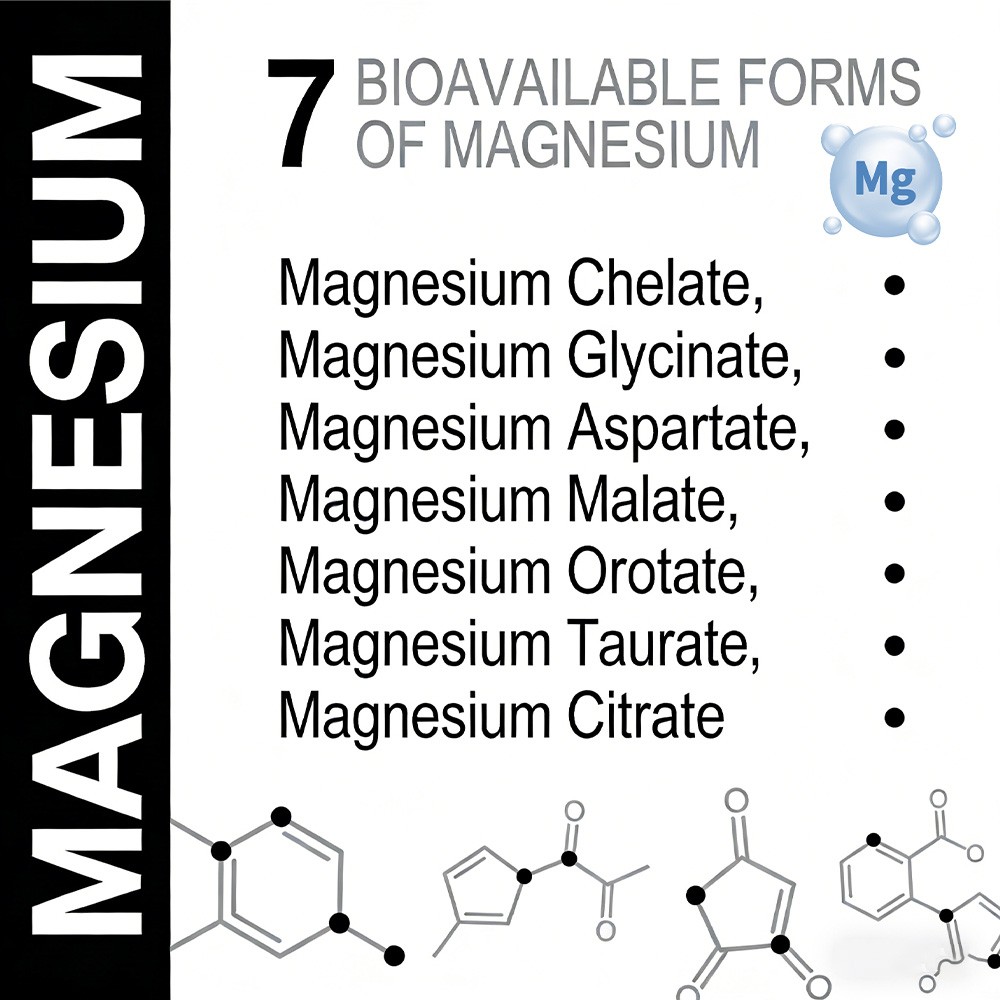 Vitrcestrs Magnesium Supplement 7 Forms 30/60/120 Vegan Capsules Non-GMO