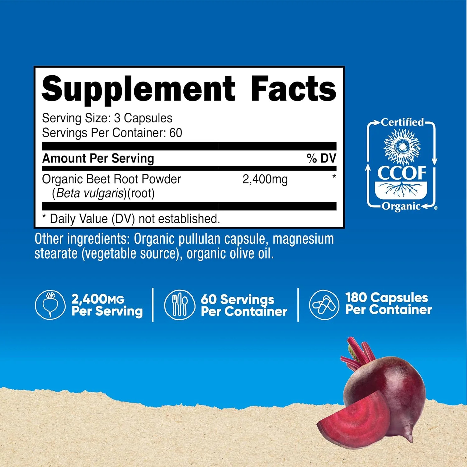 Nutricost Beet Root 2400mg, 180 Capsules – CCOF 180 Count (Pack of 1)