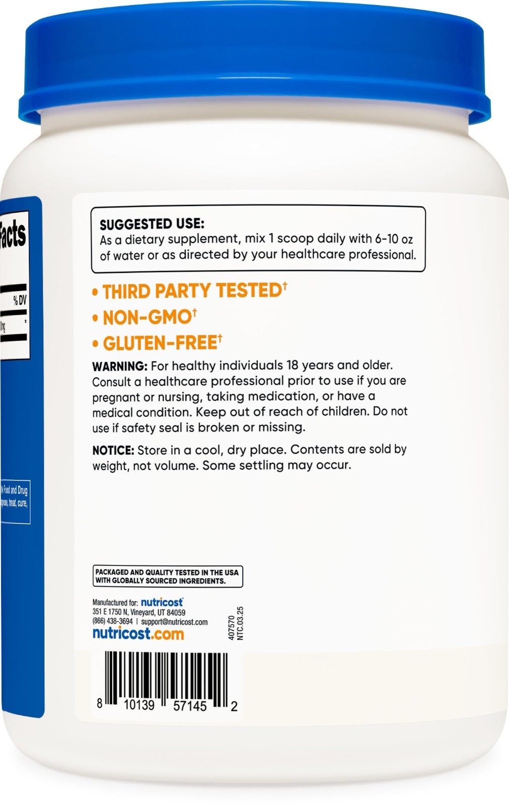 Pure L-Lysine Powder 1KG – Gluten-Free, Non-GMO, Amino Acid Supplement, 2.2lbs