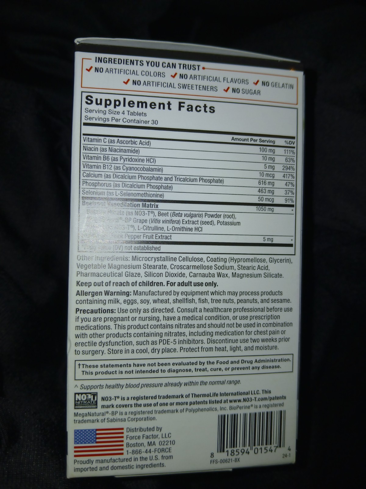 Force Factor Total Beets Blood Pressure Supplement 120 Tabs Exp:1/28 New
