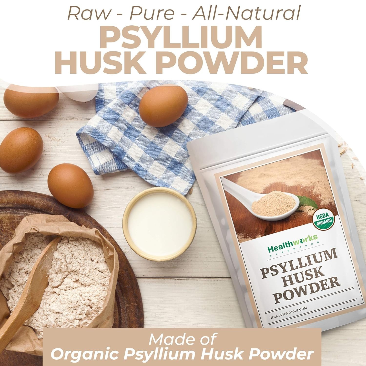 Versatile 32 Oz Organic Psyllium Husk Powder – Ideal for Clean Eating & Health