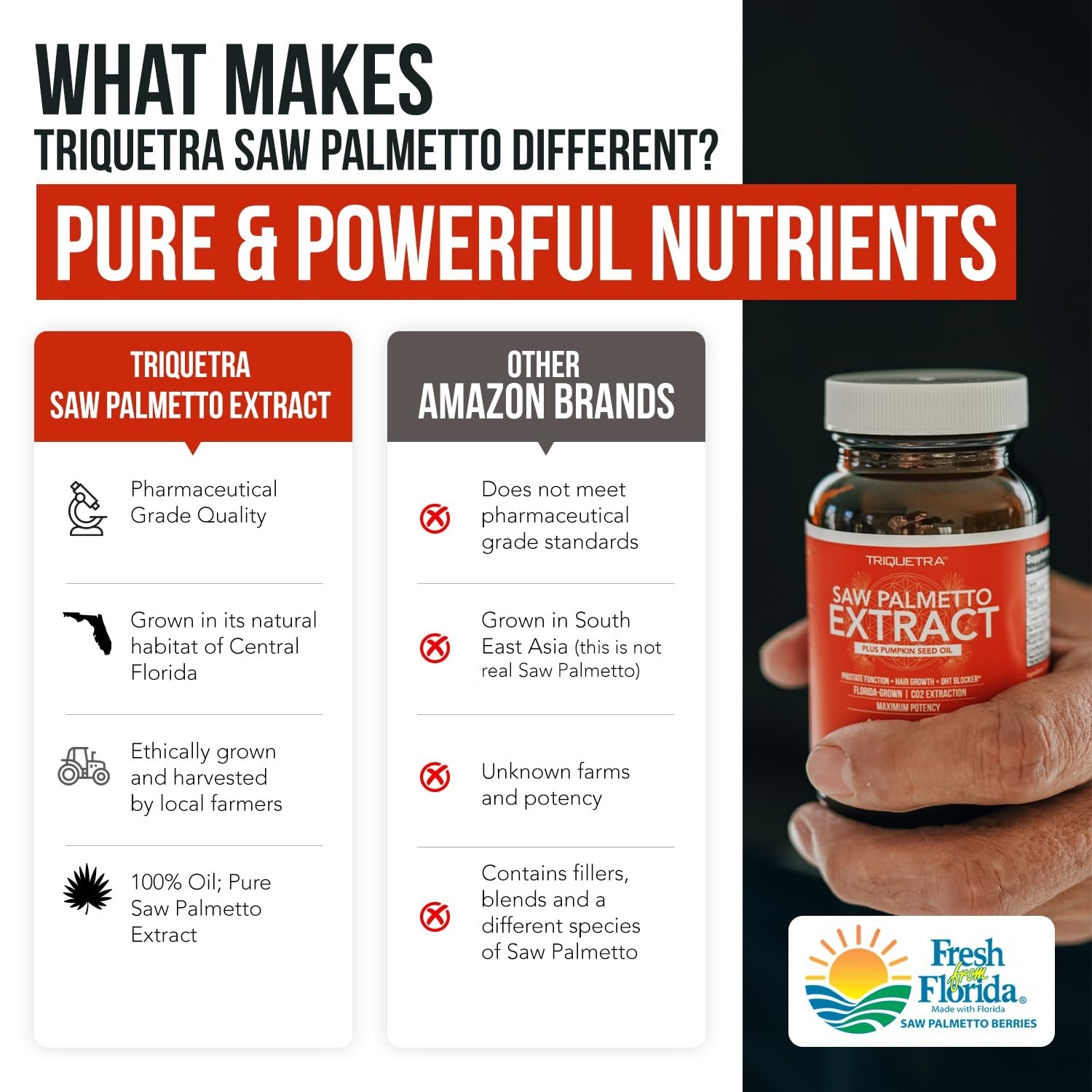 Saw Palmetto Extract 10X Potency + Pumpkin Seed Oil – Prostate Health, Hair Grow
