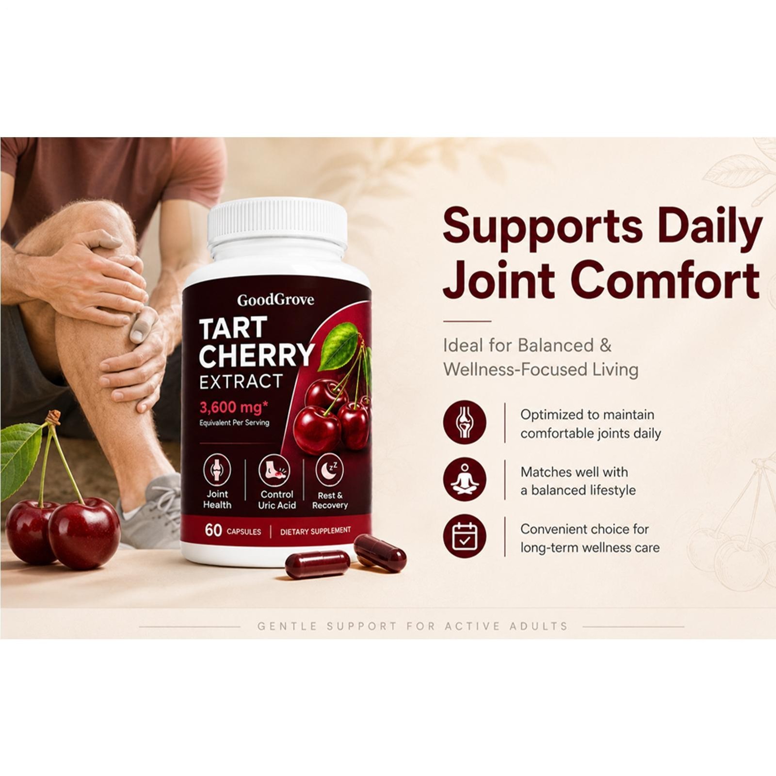 Good Grove Tart Cherry Extract,Goodgrove Tart Cherry Cold Extracted,60 Capsules
