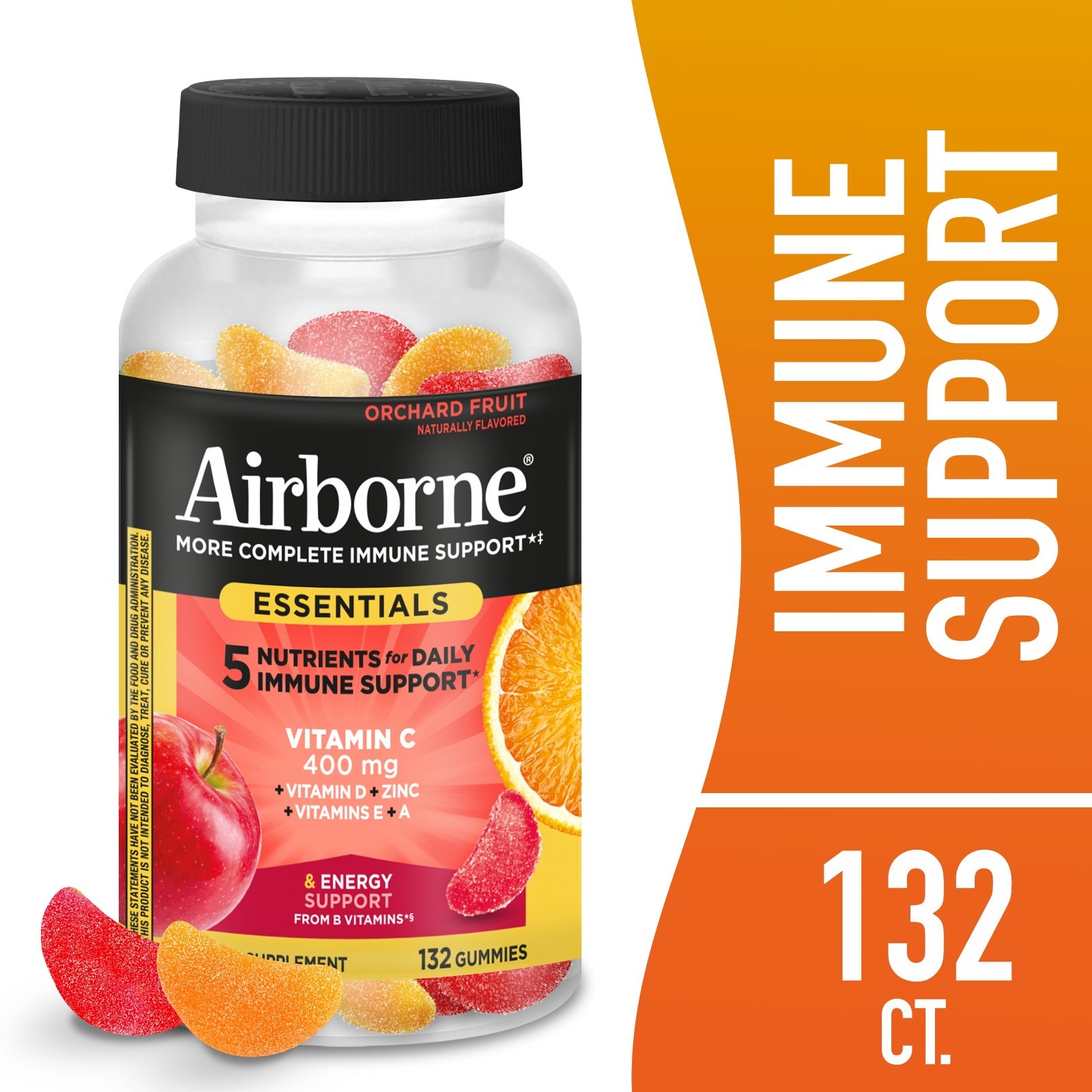 2 Pack Airborne Vitamin C Gummies Immune Essentials Assorted Fruit 132 Count