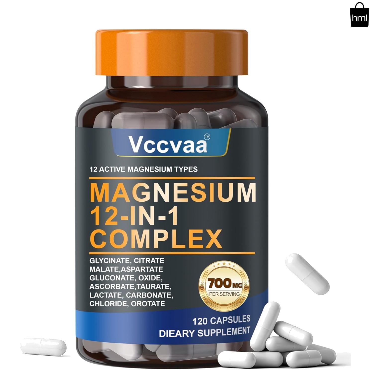 Magnesium Complex 700mg – 12-in-1 Supplement 120 Count (Pack of 1)