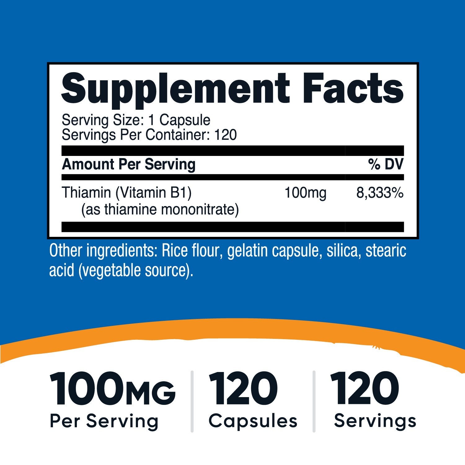 Nutricost Vitamin B1 (Thiamin) 100mg, 120 Capsules – Gluten Free & Non-GMO