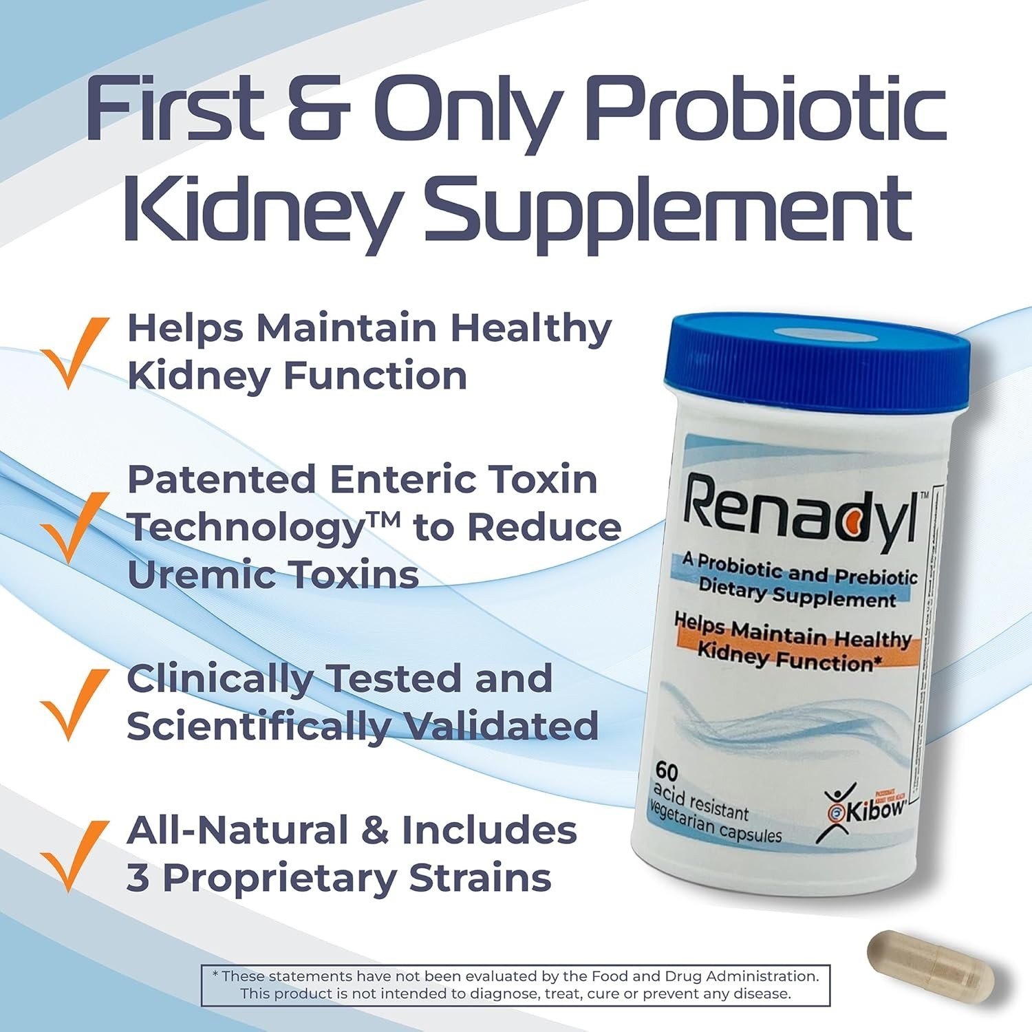 Renadyl Kidney Probiotic Supplement | Urea, Creatinine, & Uric Acid Support 60