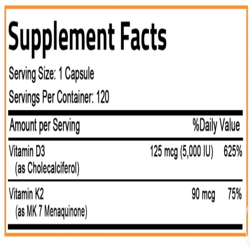 Vitamin K2 (MK7) + D3 Extra Strength Bone & Heart Health Non GMO, 30/60/120 Caps