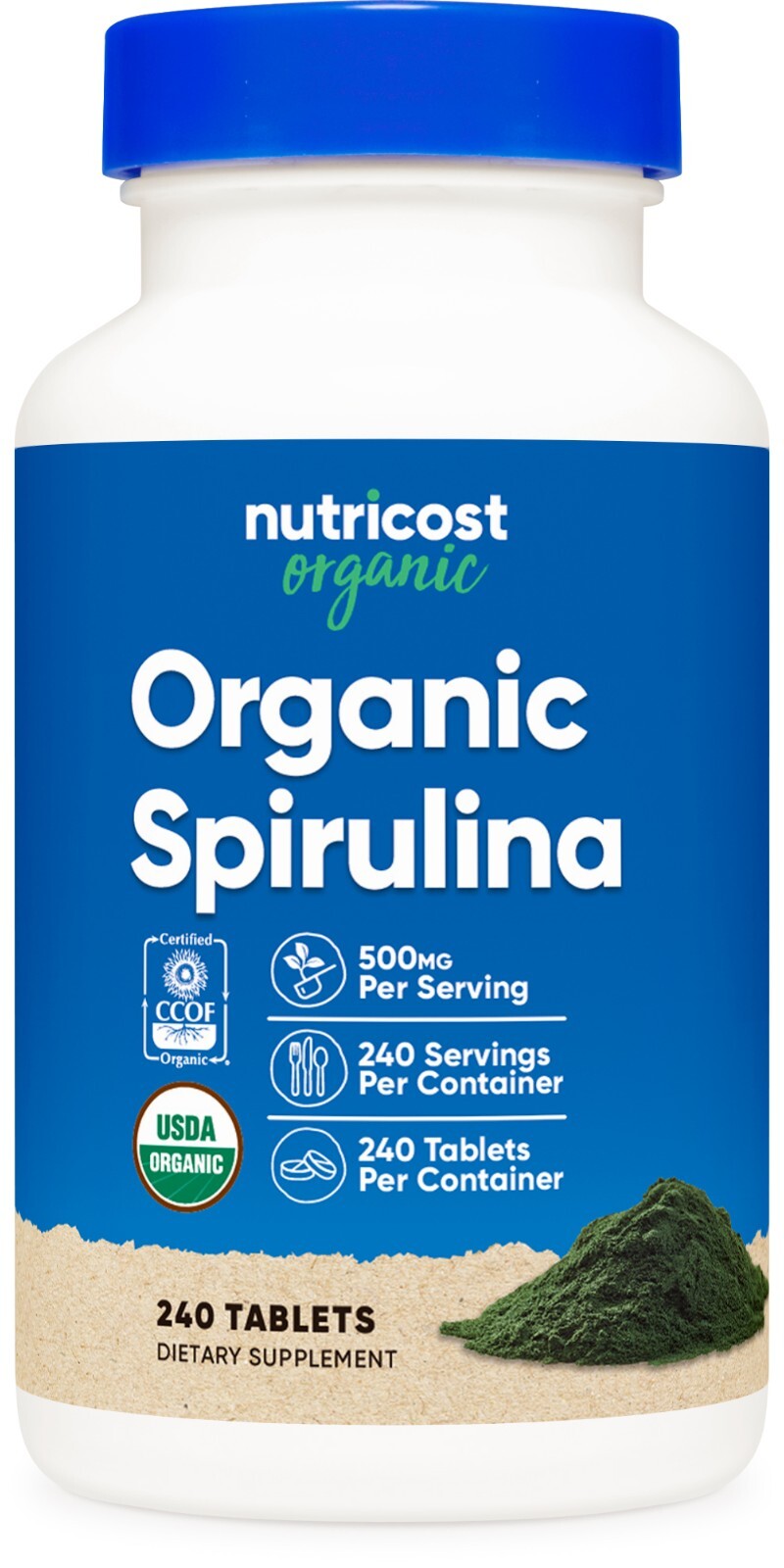 Nutricost Organic Spirulina 500mg, 240 Tablets – Gluten Free, Non-GMO