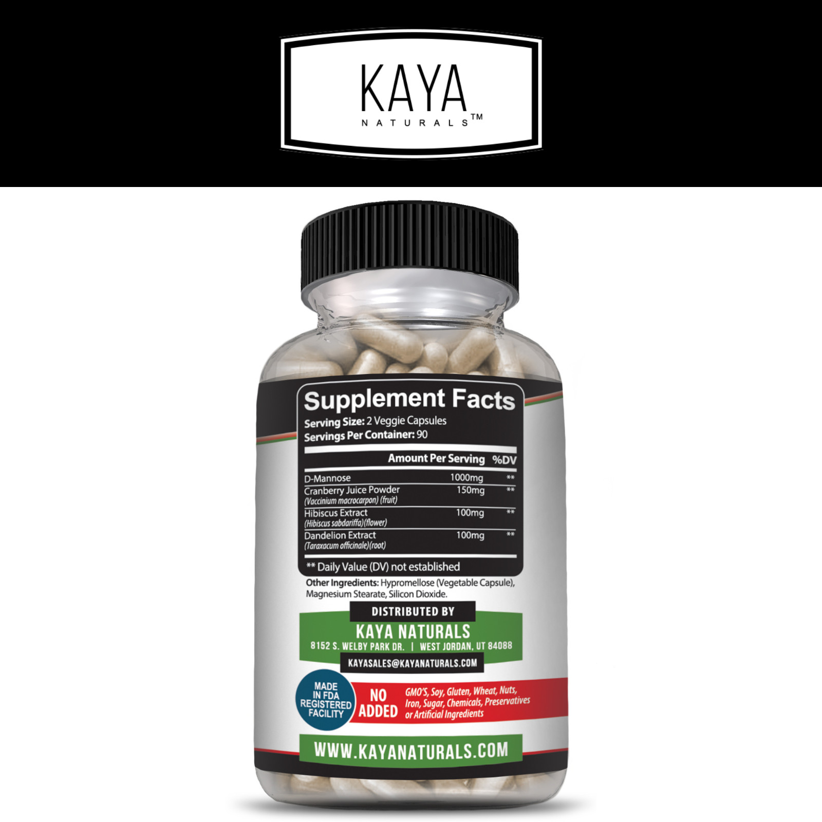 Urinary Tract Balance D Mannose Powder Cranberry Hibiscus Flower Dandelion Root