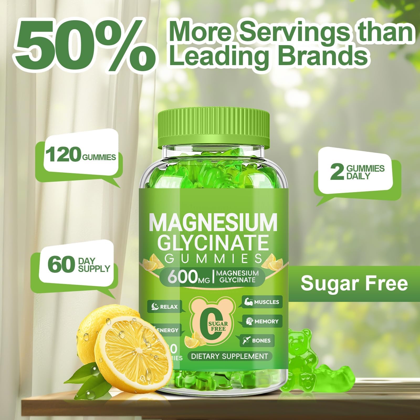 Cytona Magnesium Glycinate Gummies 600Mg Chewable Magnesium Supplements For