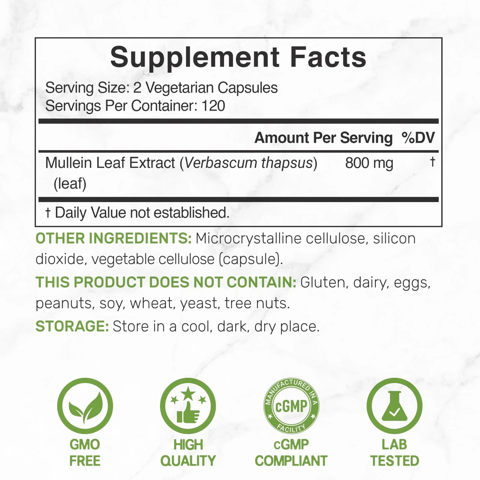 Mullein Leaf Extract 20,000m , 240 Veggie Capsuleses – 4 240 Count (Pack of 1)