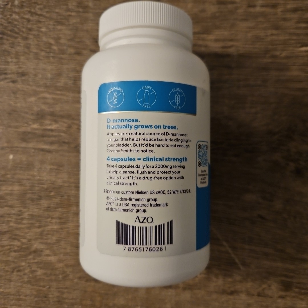 Azo D Mannose Urinary Tract Health 120 Capsules Clinical Strength Exp 2027+