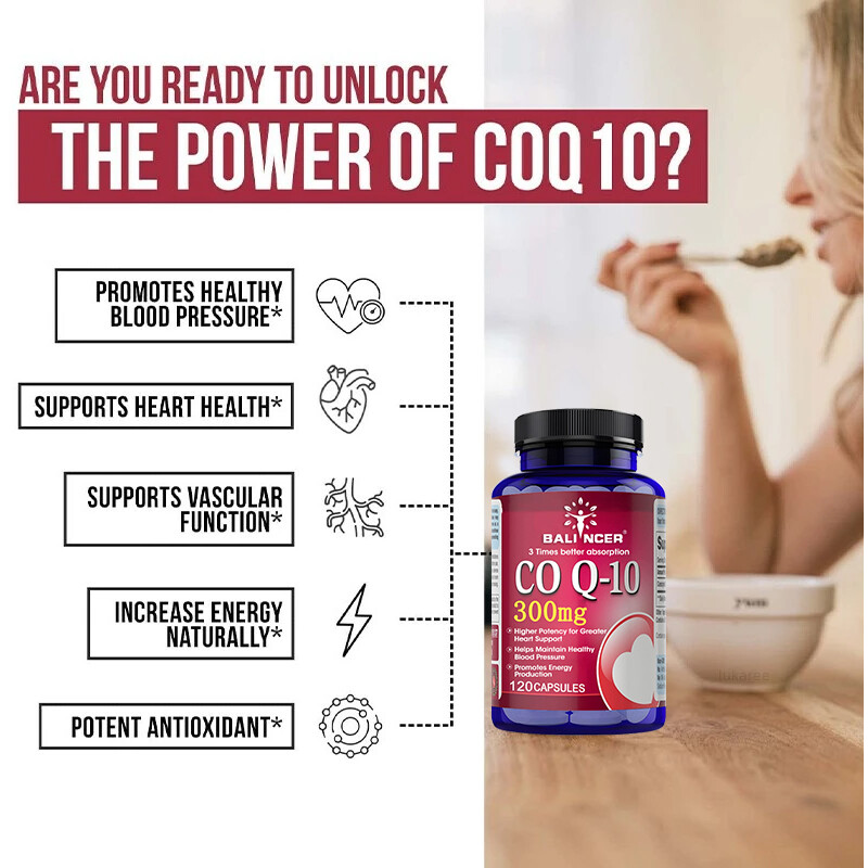 CoQ10 – Co Enzyme Pure Ubiquinone CQ10 Of Coenzyme Q10 300mg 30/60/120Vegan Caps