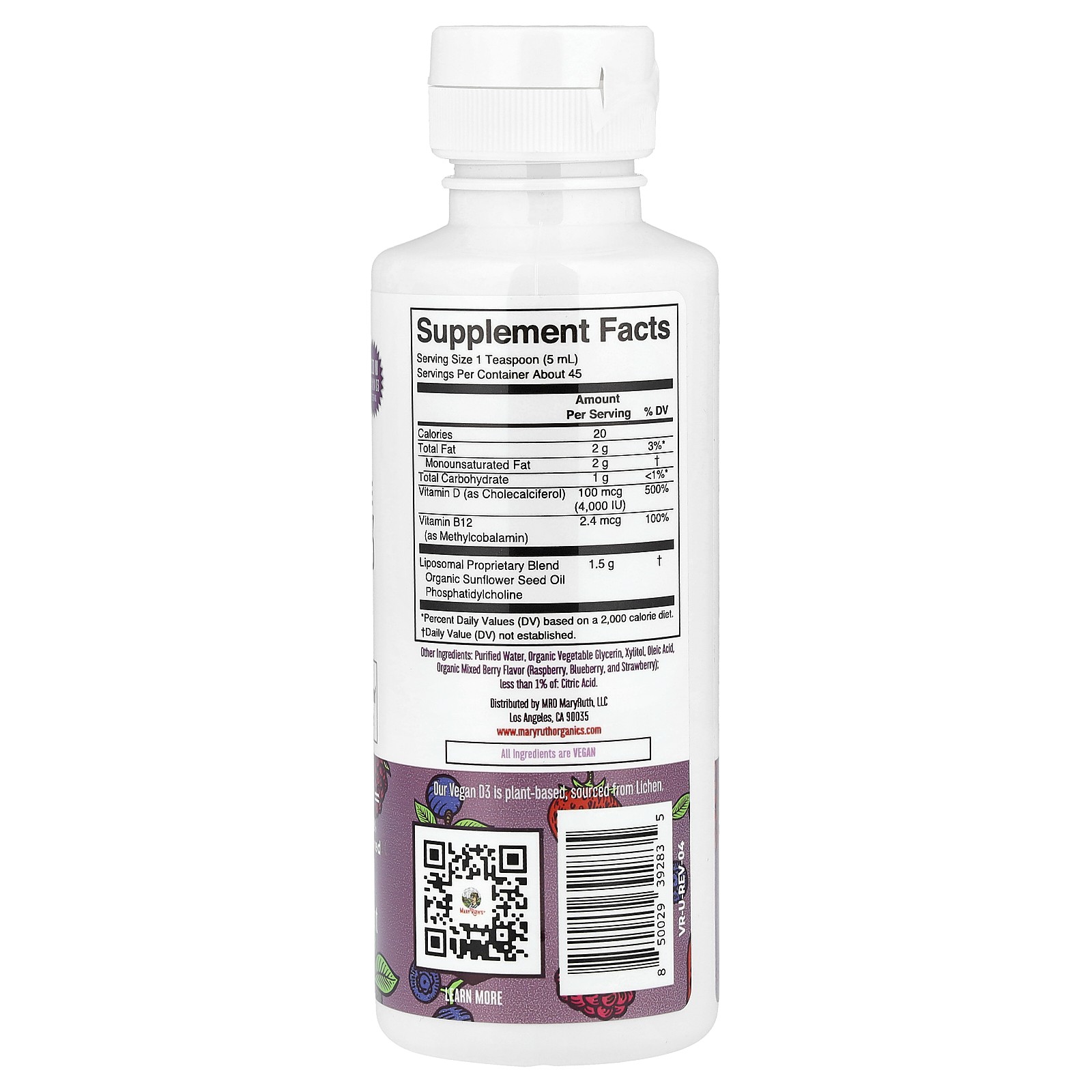 Megadose Vitamin D3, Liposomal, Mixed Berry, 4,000 IU, 7.6 fl oz (225 ml)