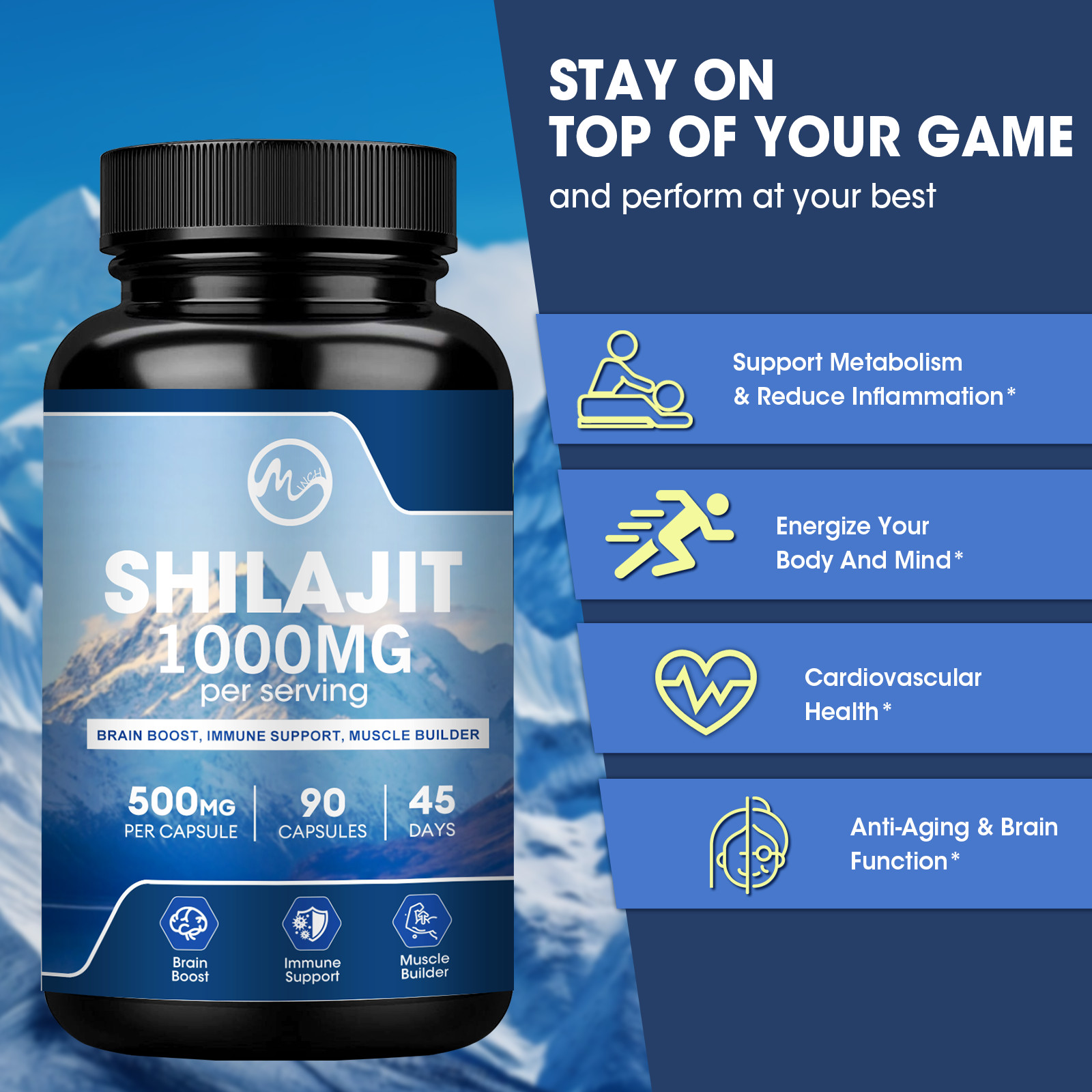 Himalayan Premium Pure Shilajit 90×2 Caps，Organic, Extremely Potent, Fulvic Acid