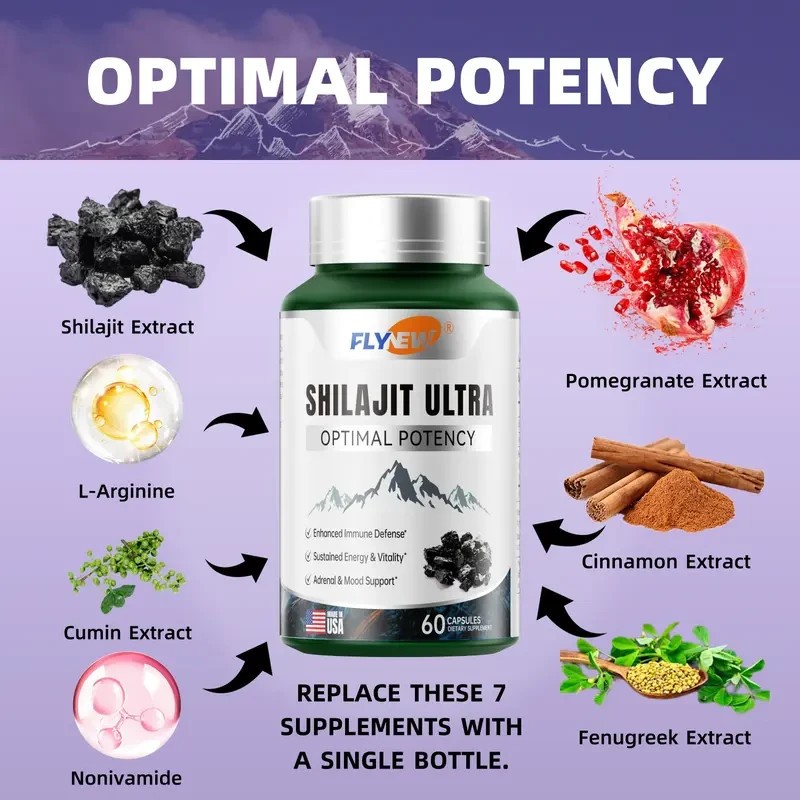 3PCS Flynew Optimal Potency | Shilajit Ultra | Adaptogen Energy Stamina Immune