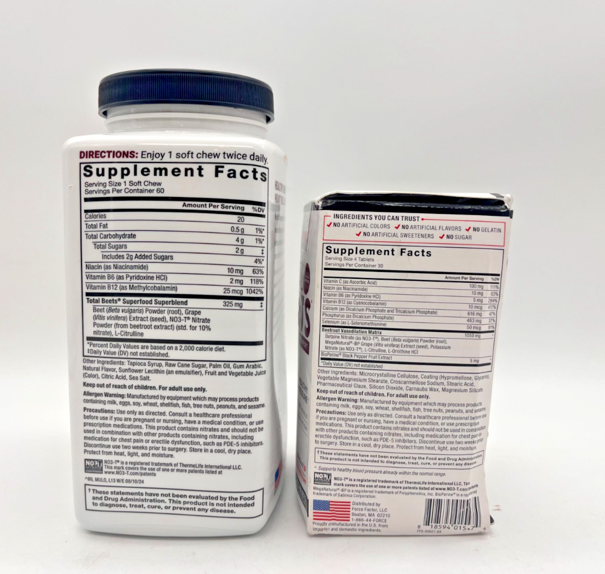 FORCE FACTOR TOTAL BEETS 60 ACAI BERRY SOFT CHEWS & 120 TABLETS SEALED
