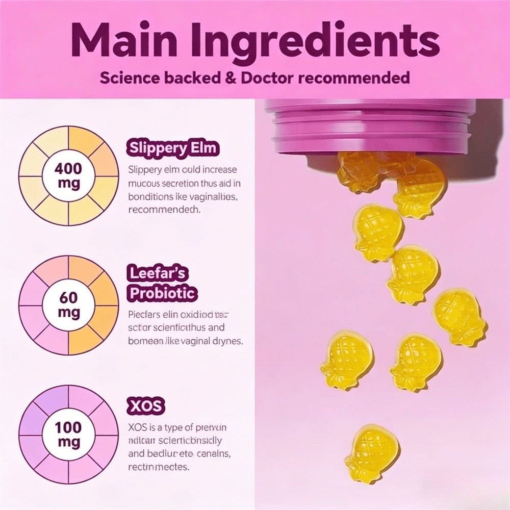 Women‘s Probiotic Gummy Vitamins: Slippery Elm designed for Digestive & Immune