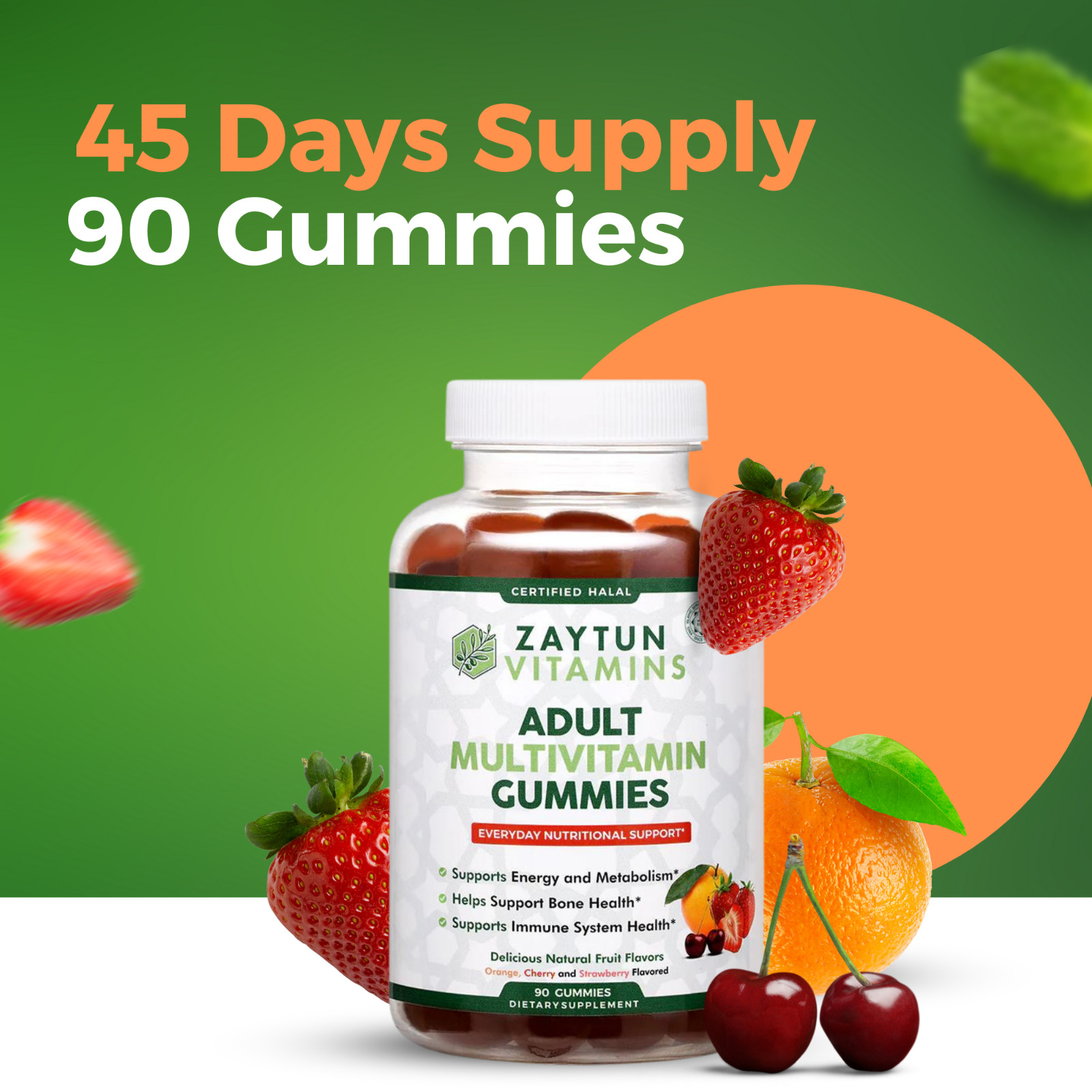 Zaytun Halal Adult Multivitamin Gummies for Men & Women, 270 Gummies Made in USA