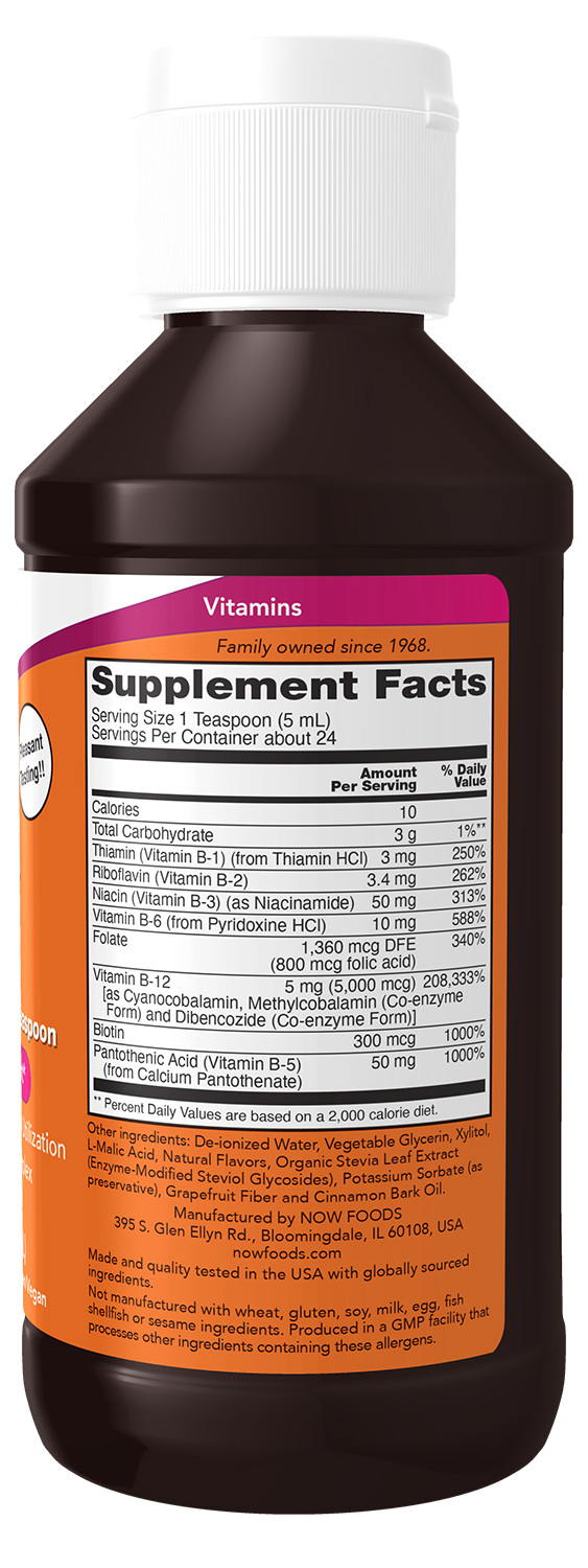 Now Foods Ultra B-12 5000 mcg 16 fl oz 3 Forms of B-12, 800mcg Folic Acid 09/26E