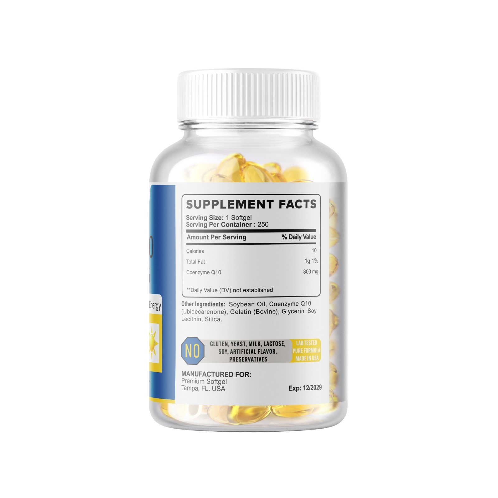 250 Softgel CoQ-10 Ubiquinol 300mg Active CoQ10 Cardiovascular Health