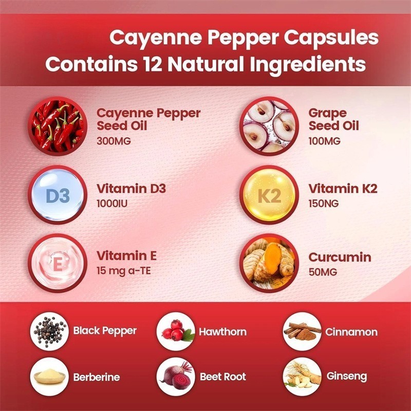 3/5pcs Softgels Cayenne Pepper Supports Leg Vein, 240 Softge /1 Bag Supplement