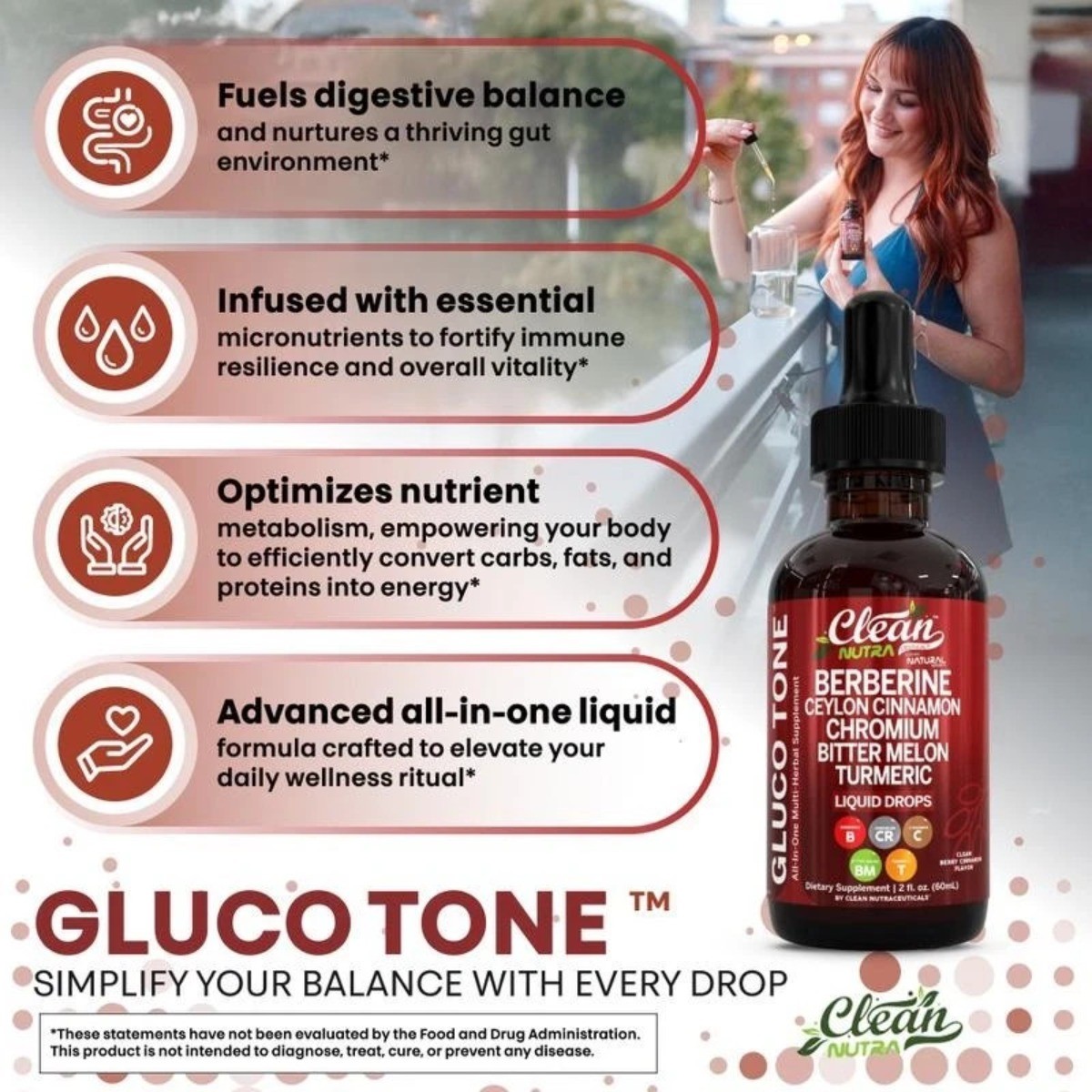 Gluco Tone™ Liquid Drops – Berberine, Cinnamon, Chromium & Turmeric Blend