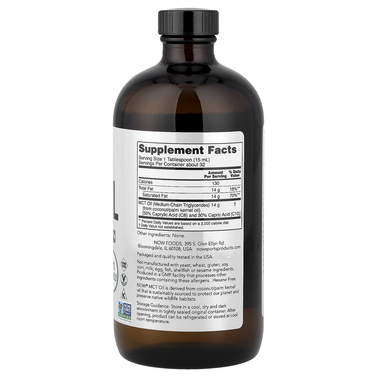 Now Foods Sports MCT Oil Pure 16 fl oz 473 ml GMP Quality Assured, Kosher,