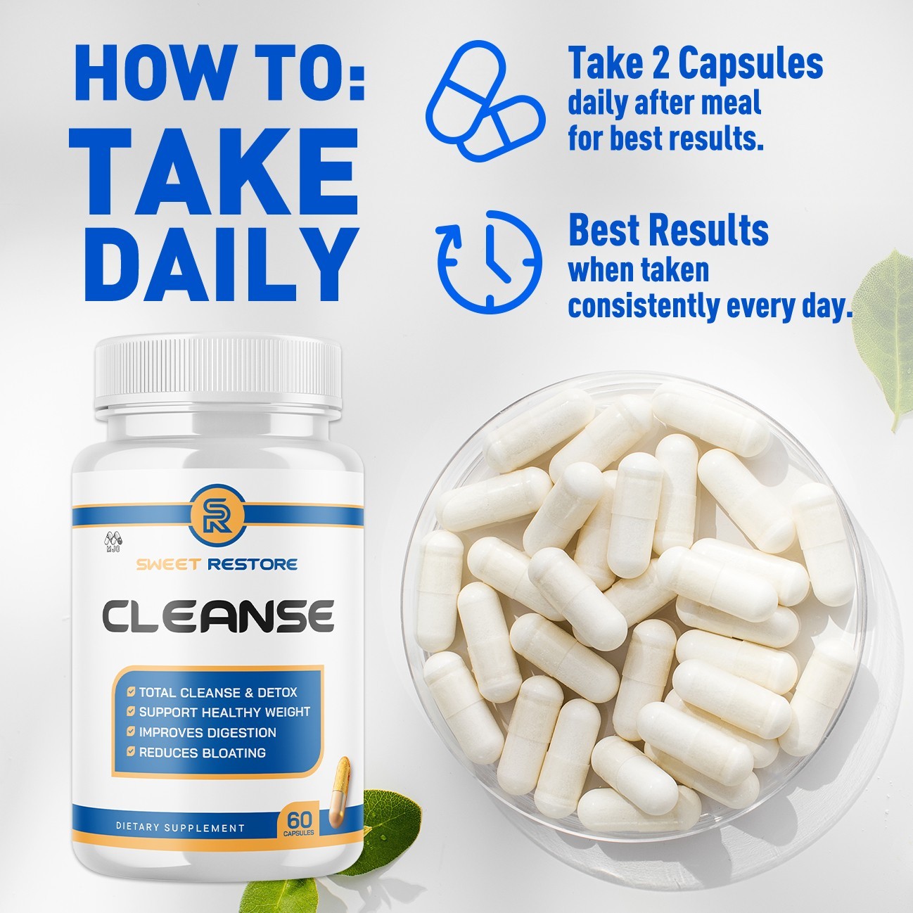 (1 Pack) Sweet Restore Cleanse Advanced Support Vitamin Supplement 60 Capsules
