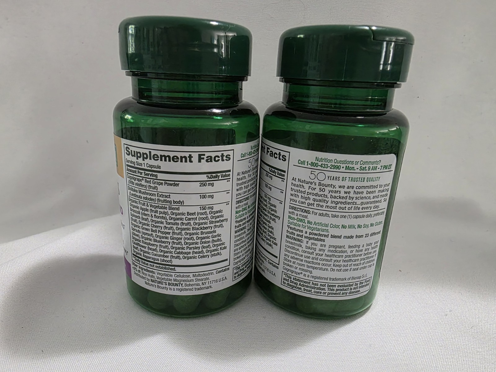 2 Nature’s Bounty Superfoods+ Sharp Mind 30 Caps 23 Fruits Veggies Exp 12/26