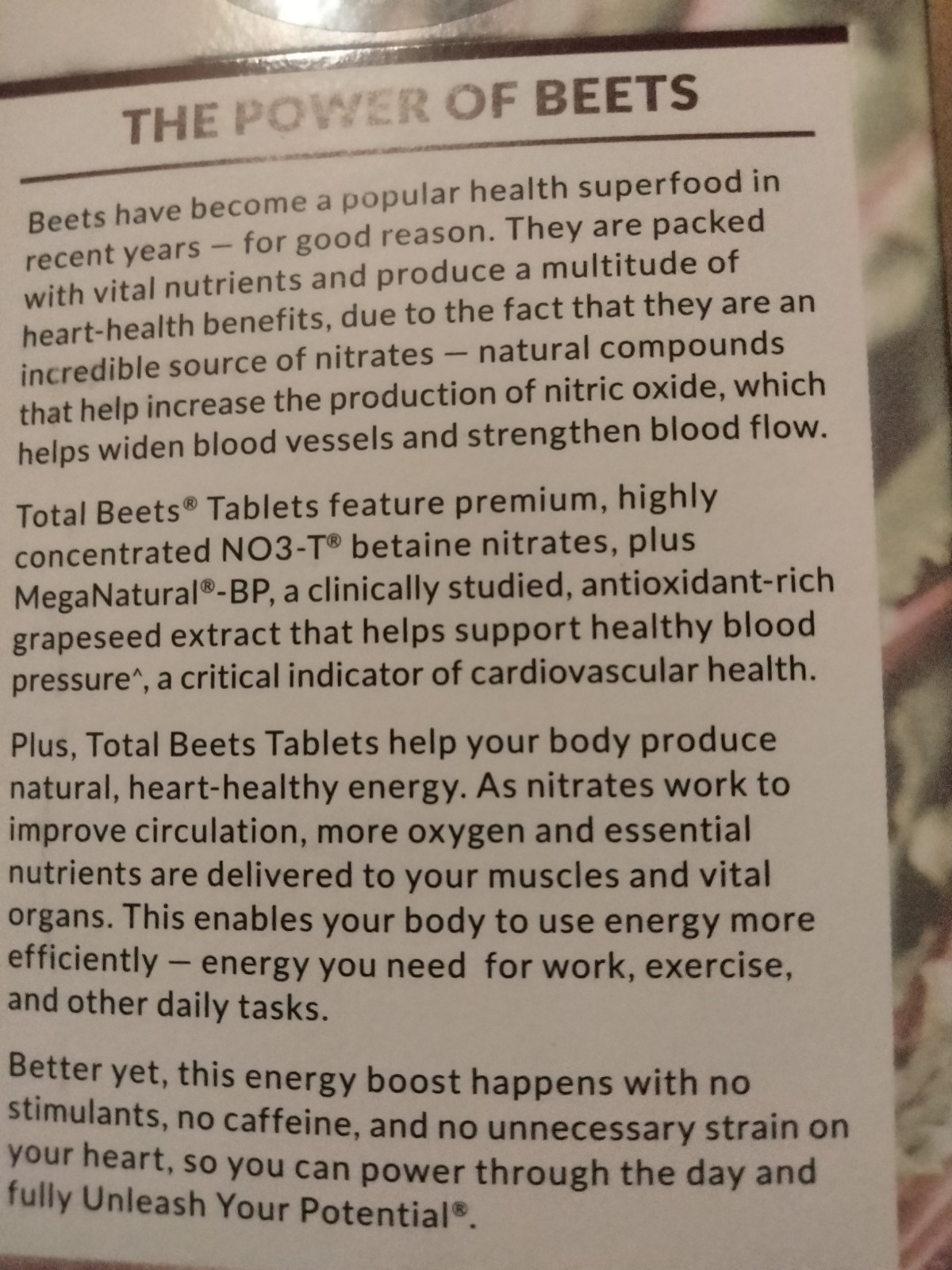 total beets supports healthy blood pressure 120 tablets