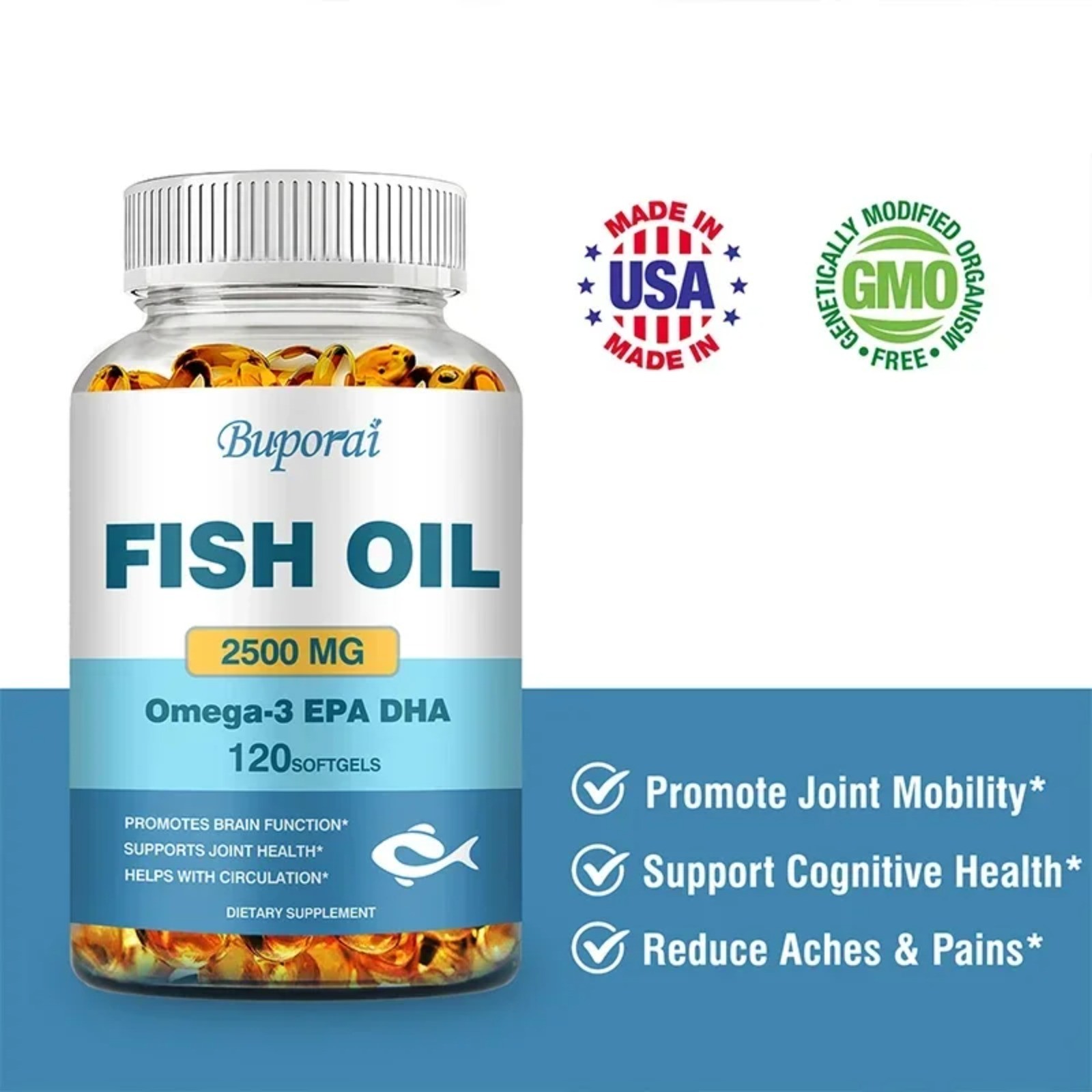 Fish Oil 240pcs – Brain, Skin and Joint Health, Improve Cognitive Function