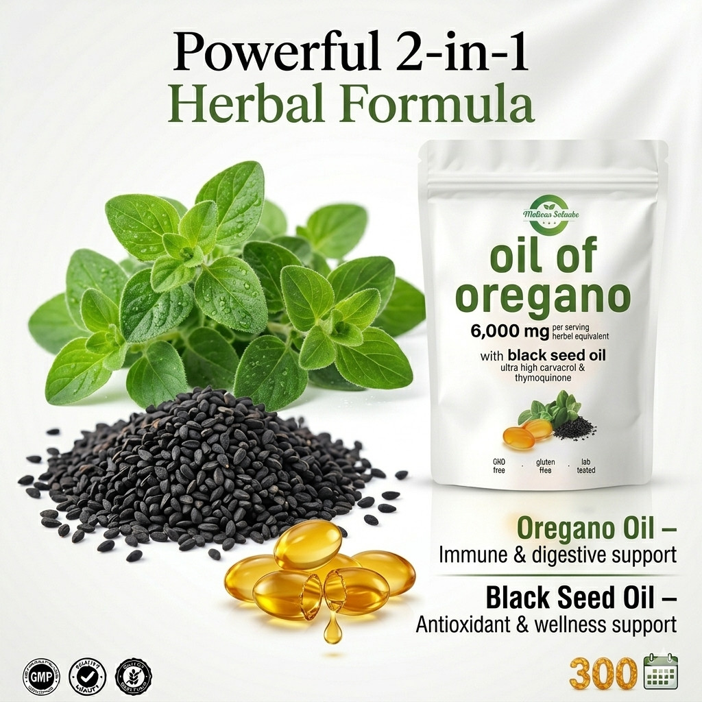 Oil of Oregano Softgels with Black Seed Oil – 6000mg Oregano Oil { Pack of 2 }