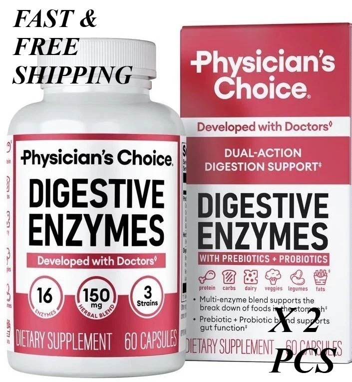 Physician’s CHOICE Digestive Enzymes – Multi Enzymes, Organic Prebiotics – 60 CT