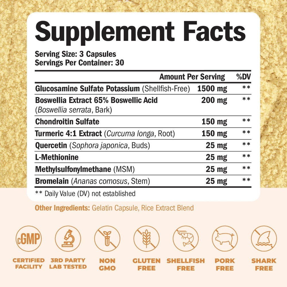 1 bottles Glucosamine Chondroitin Msm And Turmeric Supplement – Joint Support Su