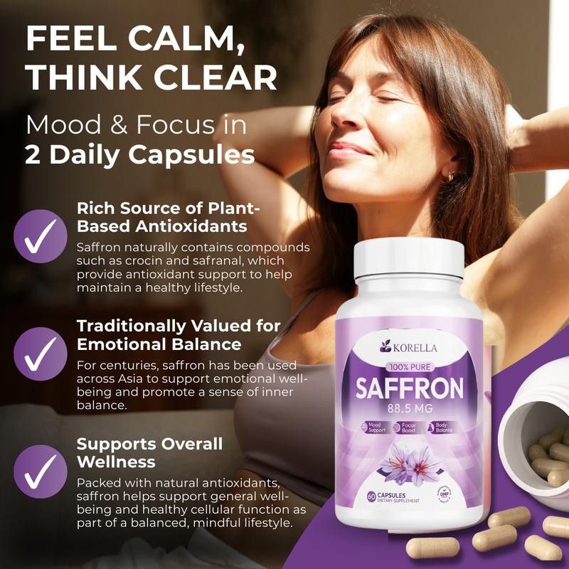 1-3 pack Korella Saffron Extract [88.5Mg] for Stress, Mood & Focus – Natural