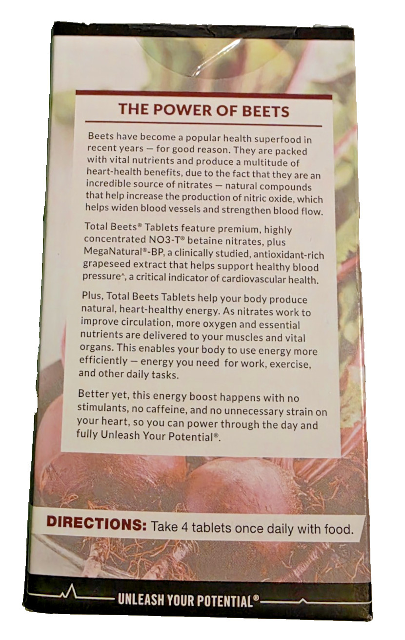 Total Beets Circulation Superfood Beet Root w/Blood Pressure Support 120ct 7/28