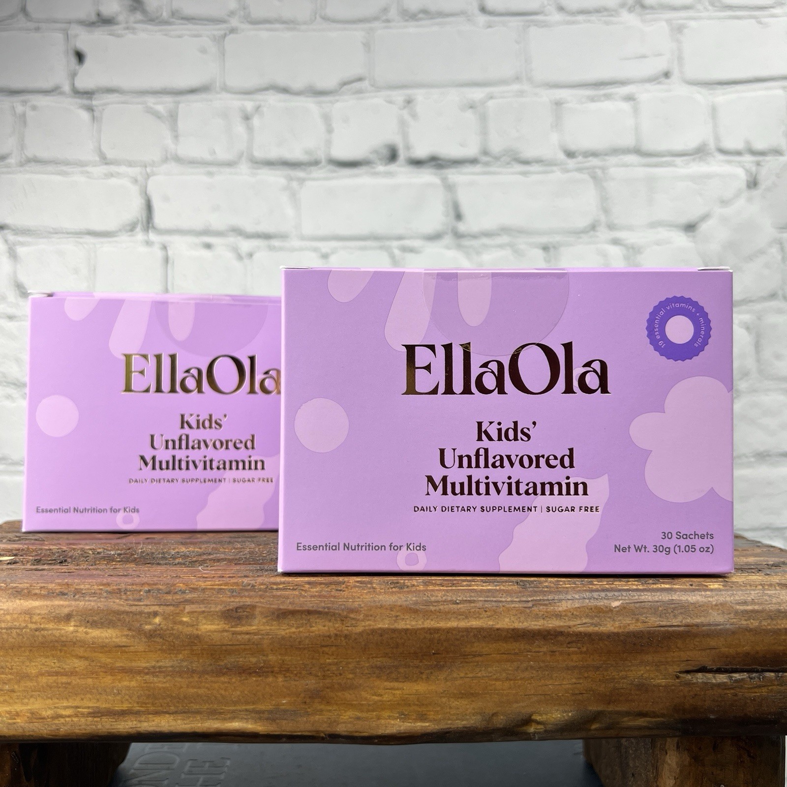 EllaOla Kids Unflavored Multivitamin 2 Boxes 30 Day Supply Each